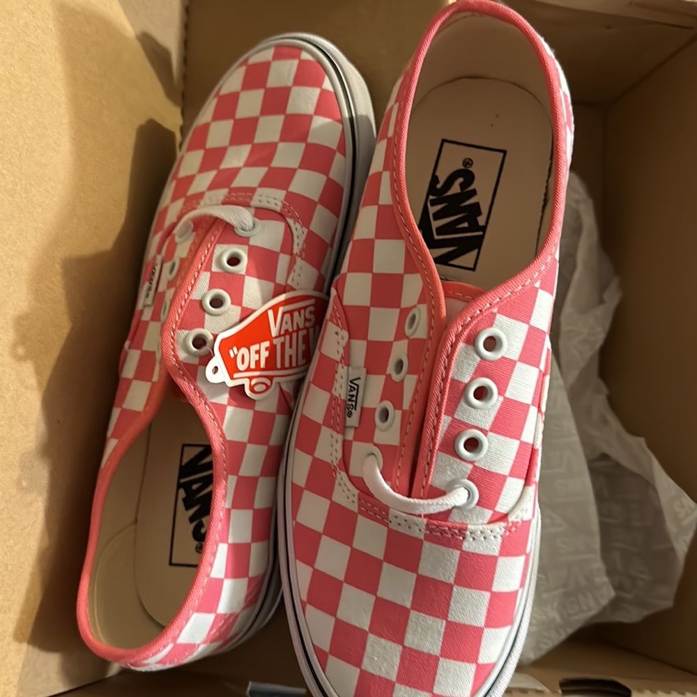 Vans pink checkerboard sneakers